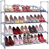 Songmics 4-Tier Shoe Rack Shoe Tower Shelf Storage Organizer Cabinet Grey ULSA14G