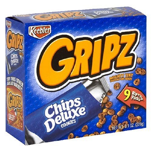 Keebler Gripz Chips Deluxe Chocolate Chip Cookies, 9-Count Boxes (Pack of 6) by Keebler