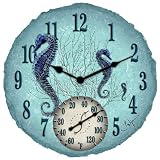 Springfield Precision Instruments Model 91503 14 Poly Resin Seahorse Clock with Thermometer