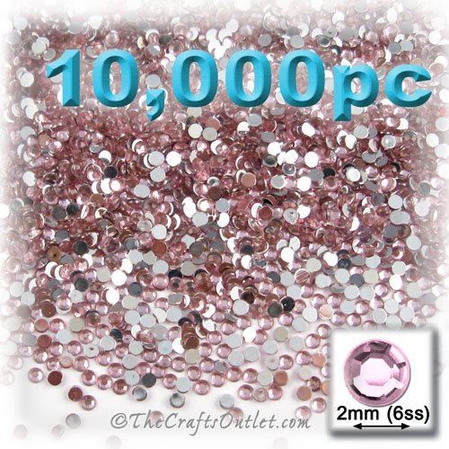 10,000pc Rhinestones Round 2mm - 6ss flatback Light Rose Pink PNK