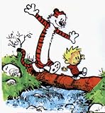 Calvin & Hobbes - Walking Across Log - Sticker / Decal