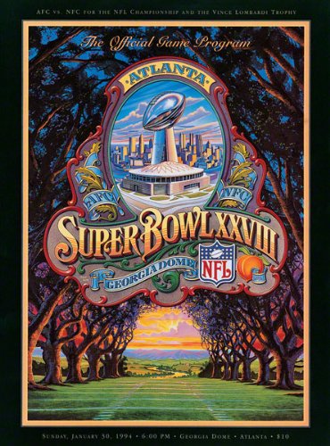 Canvas 22 x 30 Super Bowl XXVIII Program Print | Details: 1994, Cowboys vs Bills