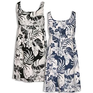 Empire Waist Drawstring Dress - Fancy Garden Square Neck Hawaiian Aloha Slip-Over-The-Head Short Tank Dress Empire Waist Drawstring Dress - Fancy Garden Square Neck Hawaiian Aloha Slip-Over-The-Head Short Tank Dress