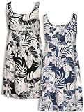 Empire Waist Drawstring Dress - Fancy Garden Square Neck Hawaiian Aloha Slip-Over-The-Head Short Tank Dress
