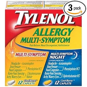 Tylenol Allergy Multi-Symptom Day Night Combo Pack, 24-Count Cool Burst Caplets (Pack of 3) by Tylenol