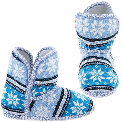 Chatties Blue Chatties Snowflake Fair-Isle Bootie Slippers for Women