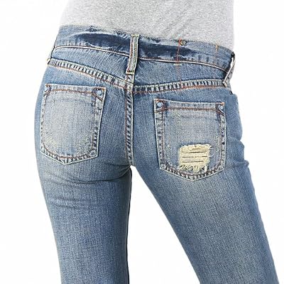 Juniors Mossimo Red: Premium Denim Jeans - Heavy Destruction Wash