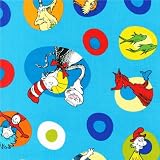 44'' Wide Celebrate Seuss! Celebration Character Cameos Turquoise Fabric By The Yard