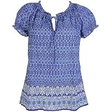 Misses IZOD Drawstring Neck Peasant Top