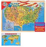 U.S. and World Map Set of 2 Puzzles in Jumbo Box