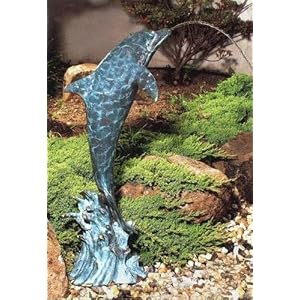 New SPI Dolphin Garden Fountain Creating Arched Spout Compliments the Dolphin's Natural... by SPI