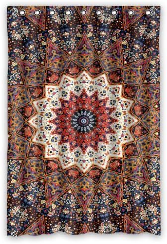 48"(Width)x 72"(Height) Mandala Hippie Indian Flower Standard Waterproof Shower Curtain - 100% Polyester