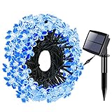 Magicfly ソーラーイルミネーション　ブルー　桃の花形電飾　防水　100球 クリスマスライト　自動点灯　USB充電できる 12m