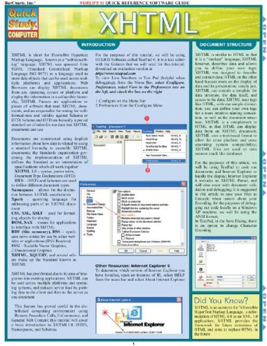 Image of: XHTML Laminated Reference Charts (Quickstudy: Computer)