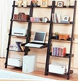 Home Office Wooden Computer Desk Wall Unit Wood Shelves