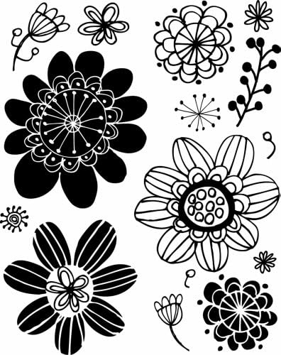 HOT FUDGE Flower Background Wood Rubber Stamp
