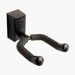 Black wallmount guitar hanger.