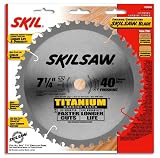 Skil 75940 Titanium 7-1/4-Inch 40 Tooth ATB Thin Kerf Crosscutting Saw Blade with 5/8-Inch and Diamond Knockout Arbor