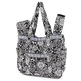 Belvah Quilted Flower Print 3pc Diaper Bag (Black/ White)