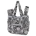 Belvah Quilted Flower Print 3pc Diaper Bag (Black/ White)