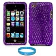 Premium Two Piece Purple Rhinestone Design Protective Cover Case for iPod Touch 4th Generation + SumacLife TM Wisdom Courage Wristband
