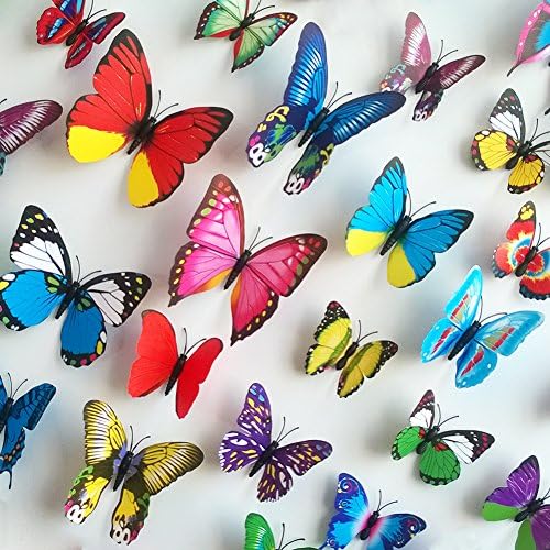 CCrytal 24 PCS Colorful 3D Butterfly Wall Stickers Decor Art Decorations Decals (24)