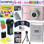Olympus FE-46 12MP Digital Camera (Pink) + Crayola Kit + 4GB Deluxe Accessory Kit