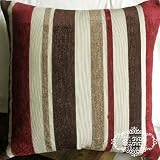Elegant Decorative Pillow / Cushion Cover 17"x17" Dark Red Striped - Chenelle (one side)