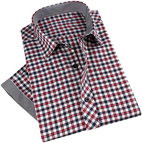 Vska Men's Plaid Flannel Shirt Red X-Large