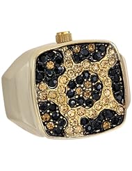 Vernier Womens VNR900 Gold Leopard Sparkle Ring Watch
