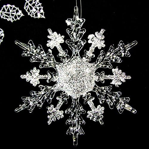 Neomark Christmas Tree Decorative Frozen Crystal Acrylic Sparking Snowflake 4 Pieces (4.3 '')