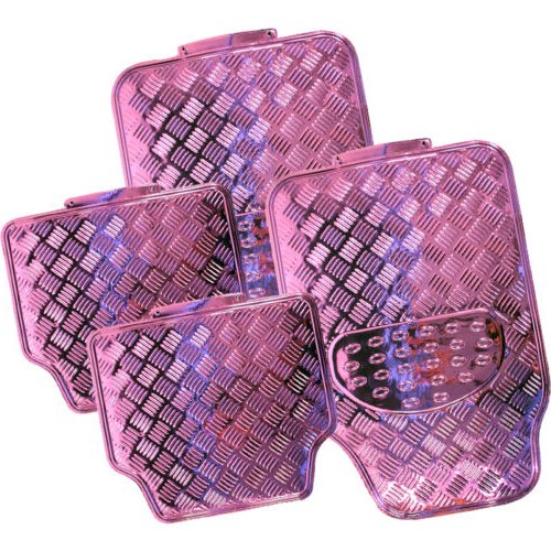 Best Deal 4PC HEAVY DUTY PINK ALLOY CHECKER PLATE MAT ALUMINIUM EFFECT CAR MATS SET VAN Best