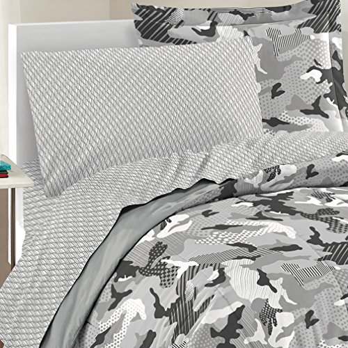 Dream Factory Casual Geo Camo Camouflage Comforter Set, Full, Grey Home