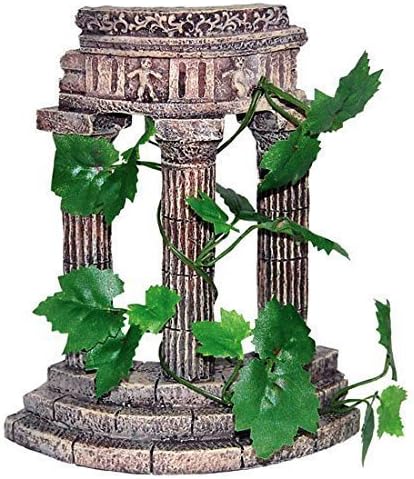 Rustic Columns with Plants Aquarium Ornament