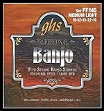 GHS Strings PF145 5-String Banjo Strings, Stainless Steel, Medium Light (.010-.022)