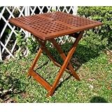 Acacia Patio Checkerboard Square Folding Table