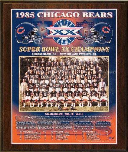Buy 1985 Chicago Bears Super Bowl Champions Healy Plaque by Mounted Memories