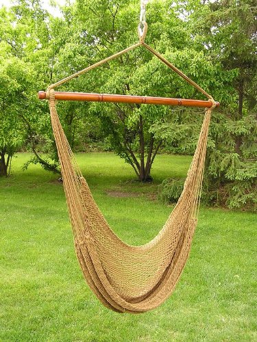 Deluxe Extra Large Brown Rope Hammock Swing Chair 100% Soft Cotton Rope