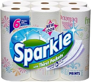 Sparkle Regular Roll Paper Towels-Prints-6 ct