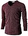 H2H Mens Casual Slim Fit Thin Knit Fabric Lightweight V-Neck Long Sleeve T-Shirt