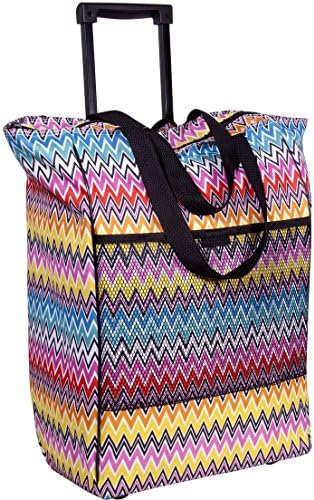 #1 High Quality Rolling Tote Bag - Travel Friendly Rolling Bag -Travel Tote Bag with Wheels (Zig Zag)