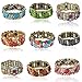 Multi Color Vintage Flower Resin Cz Rhinestone Cuff Open Bracelet Bangle