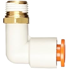 SMC KQ2L07-34AS PBT & Brass Push-to-Connect Tube Fitting with Sealant, 90 Degree Elbow, 1/4" Tube OD x 1/8" NPT Male