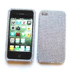 Apple iPhone 4 & 4S Snap-on Protector Hard Case Rhinestone Cover "Silver Bling"