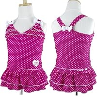 ガールズキッズ水着[PureJolly]キッズ（女の子）セパレート水着２点セットドット柄後姿もめちゃ可愛い(ピンク◇110)