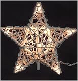 White Rattan 3D Star Christmas Tree Topper - Clear Lights