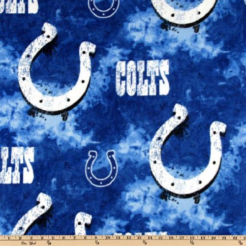 60'' Wide NFL Fleece Indianapolis Large Logo Colts Blue/White Fabric By The Yard