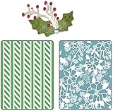 Sizzix Textured Impressions Embossing Folders with Bonus Sizzlits Die - Alpine Pattern & Flowers Set
