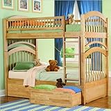 Antique Walnut Atlantic Furniture Windsor Twin over Twin Wood Bunk Bed