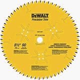 DeWalt DW7118PT 8-1/2-Inch 60 Tooth Precision Trim Fine Crosscutting Saw Blade with 5/8-Inch Arbor